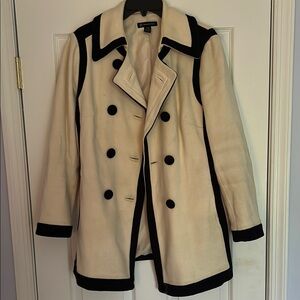 INC International Concepts Cream and Black Pea Coat